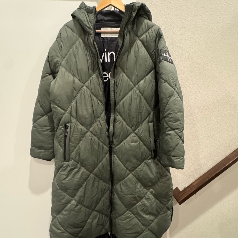 Calvin Klein Jeans Olive Quilted Hooded Jacket